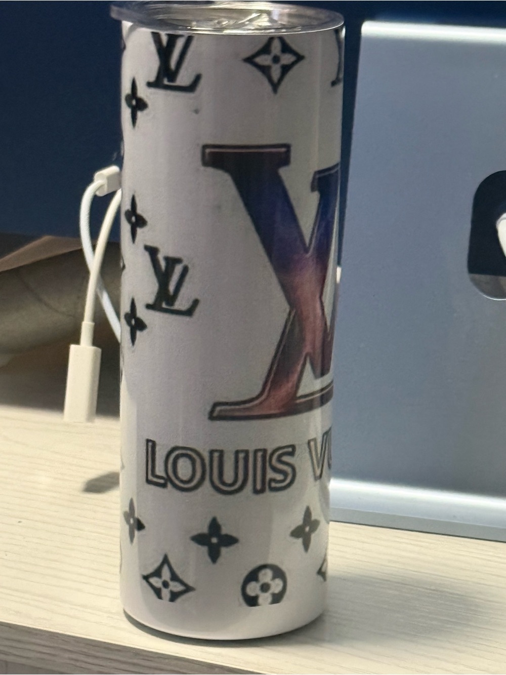 White and Black Monogram Ceramic Vase